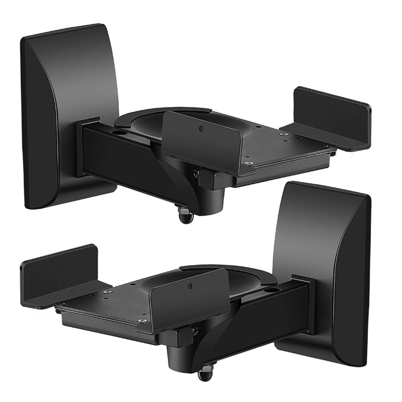 14cm Bookshelf Fixed Height Speaker Stand Wall Mount With Dual Side Clamping Brackets - Universal Large Surround Sound Speaker Mounting With Adjustable Swivel & Tilt Angle For Home & Studio, Support Up To 66 Lbs, 2 Pack
