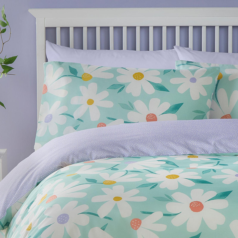 Daisy Polyester Floral Duvet Cover Set with Pillowcases Included, Double Duvet Cover Set + 2 Pillowcases