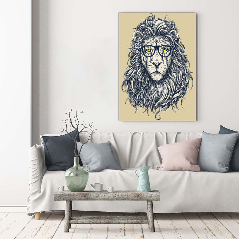 Hipster Lion - Wrapped Canvas Print