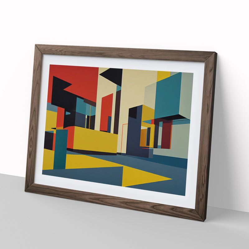 Abstract Suprematism Art Vol.2 - Framed Print, 46cm H x 64cm W x 2cm D, Walnut