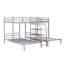 Lit superposé simple au-dessus de simple et simple en métal, escalier avec lit superposé triple et tablettes de rangement en métal-130041770
