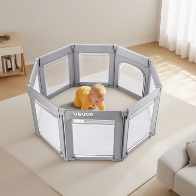 Parc pour bébé, parc pliable pour tout-petits 47,2 po x 47,2 po, cour intérieure / extérieure pour bébé avec porte à fermeture à glissière et filet doux respirant, centre d'activités pour tout-petits sans espacement pour bébés de 6 à 24 mois