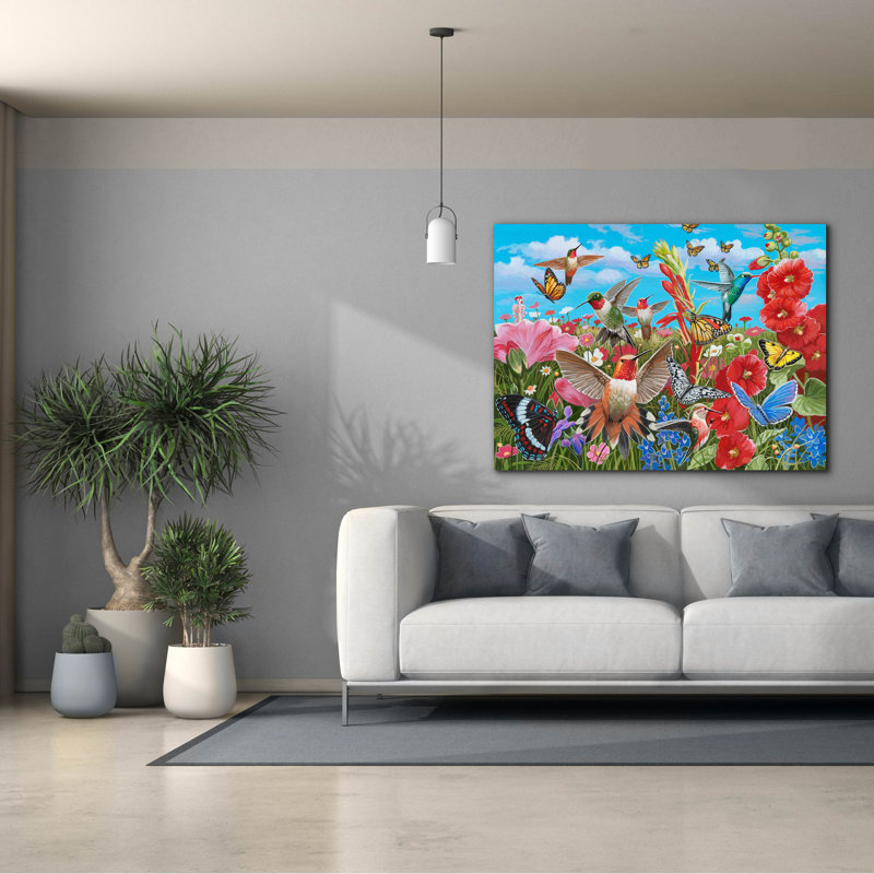«Jardin de colibris» par William Vanderdasson, H 40 po x l 54 po x P 1,5 po