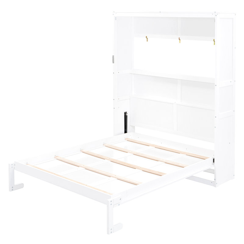 Grand lit escamotable mural avec tablettes