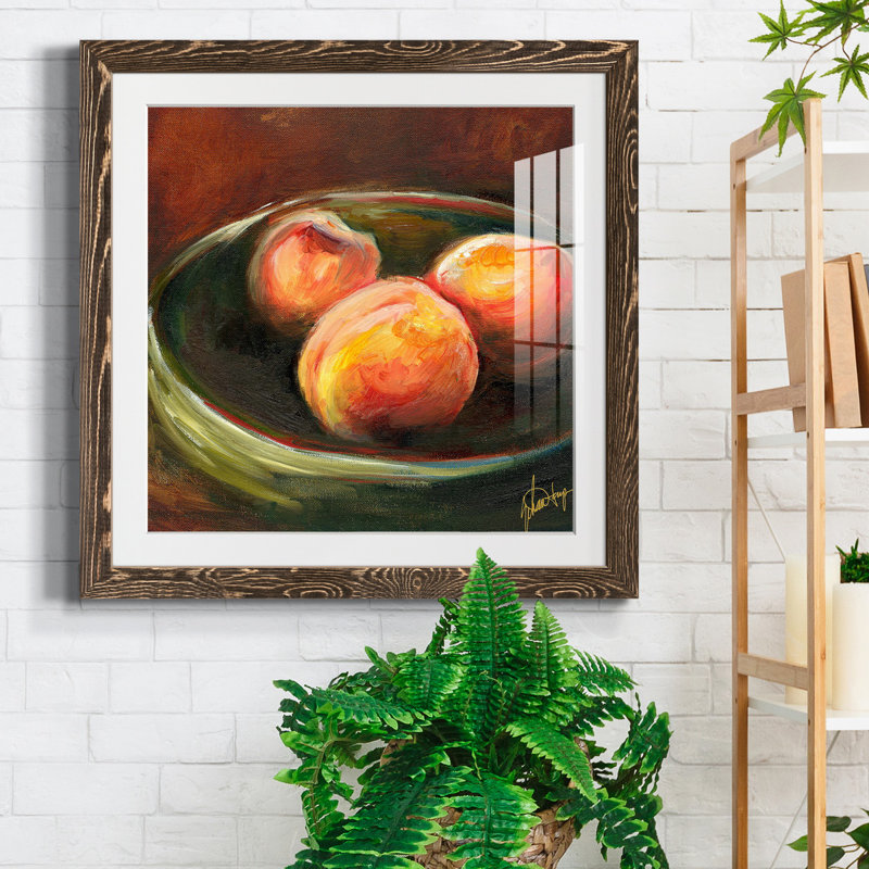 Printed Fruit rustique II - reproduction encadrée de qualité supérieure - prête à être accrochée, Noyer