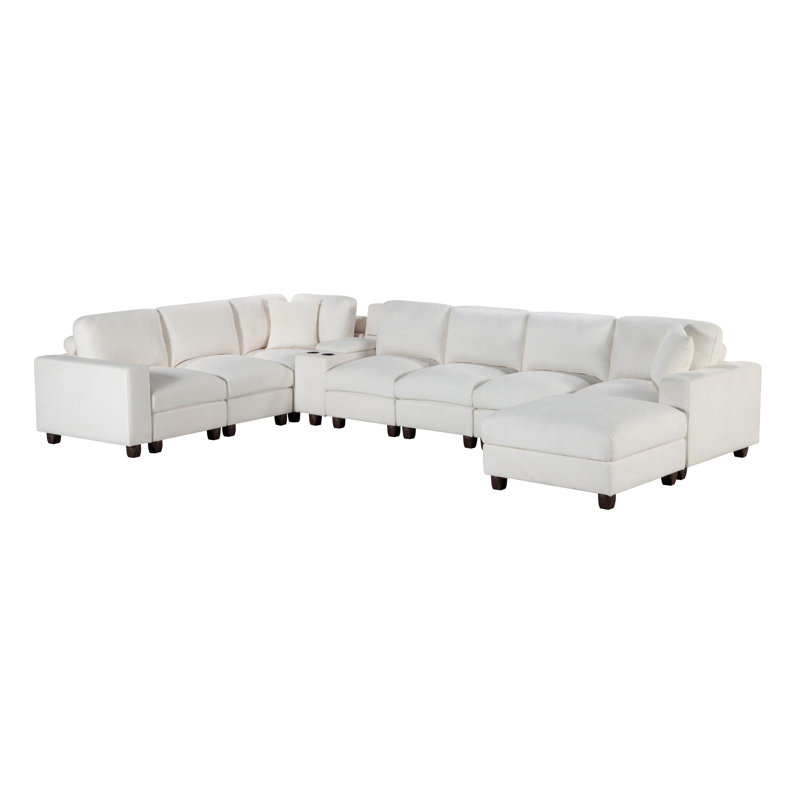Canapé modulaire en chenille modulaire en L 166 po avec repose-pieds et console Norfleet, H 36 po x l 166 po x P 101 po