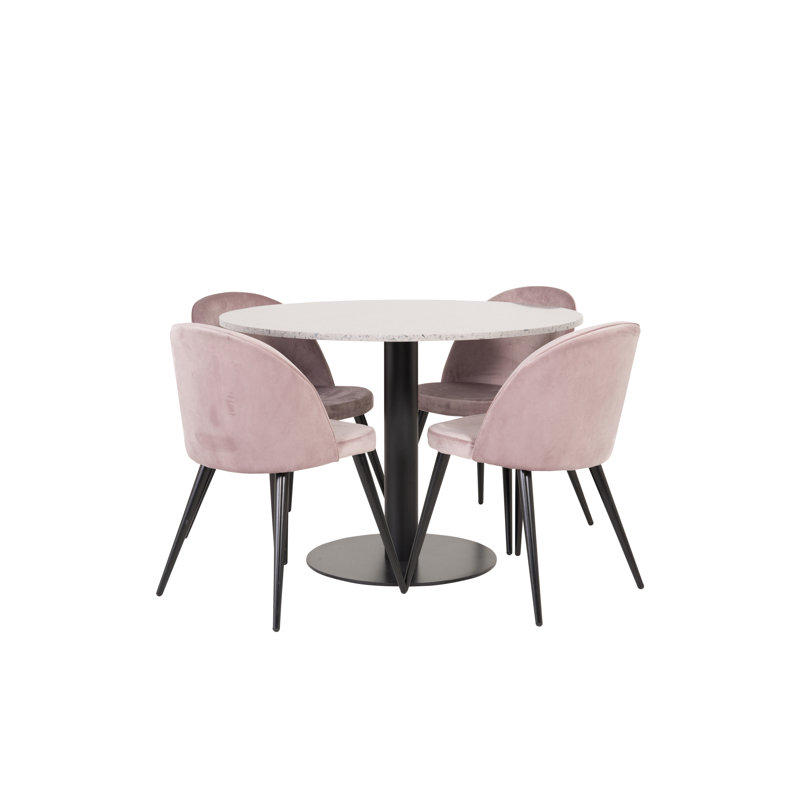 Withernsea 4 - Person Dining Set, Dusty pink, Grey