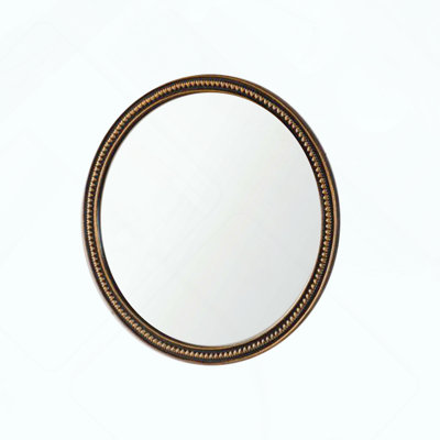 Round Decorative Wall Mirror, Vintage Gold Beaded Frame