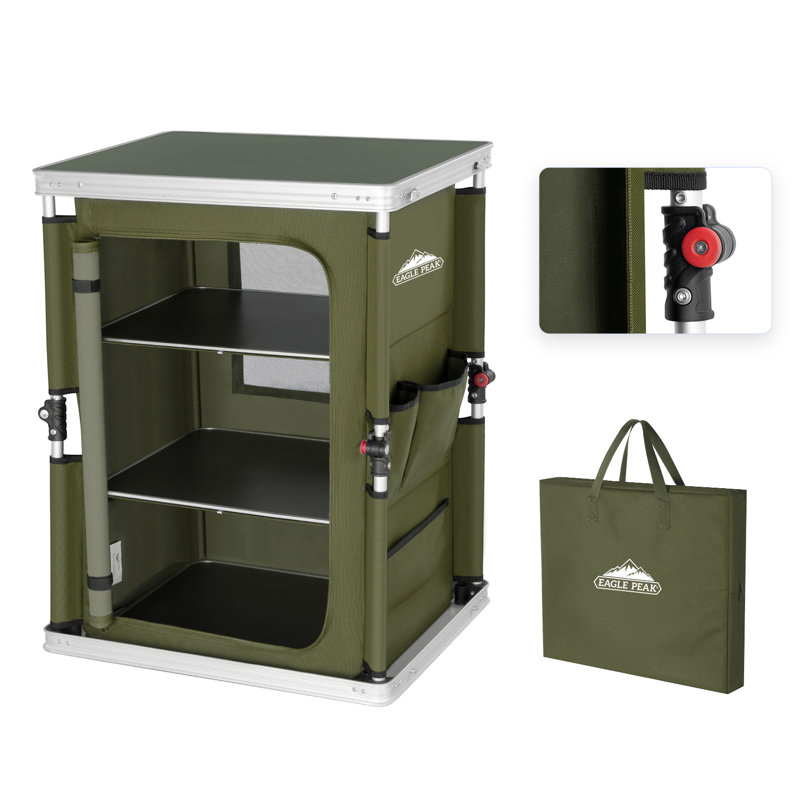 Rectangular Wood Metal Folding Outdoor Camping Table , 23.6'' in. W 18.9'' in. D, Green, Green