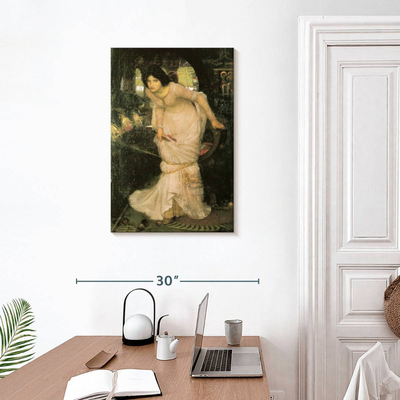 Dame de Shalott regardant Lancelot, H 30 po x l 20 po