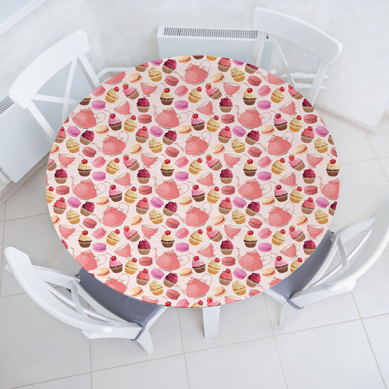 Ebern Designs Dessert Fitted Round Tablecloth Diameter Multicolor