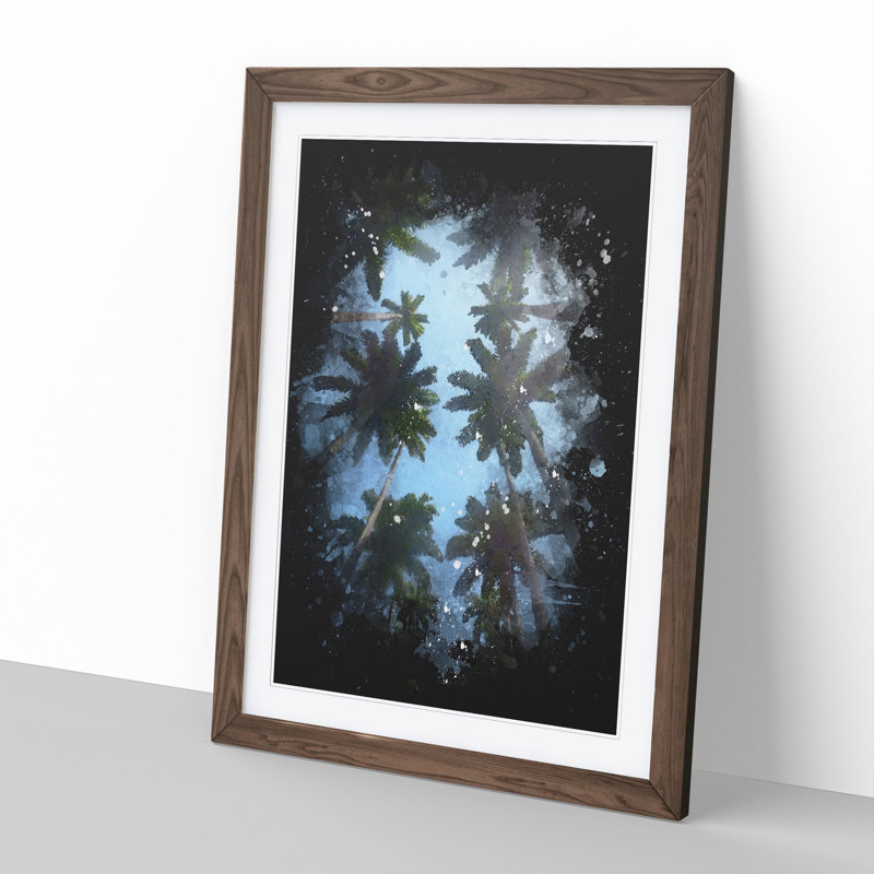 Palm Trees Vol.1 - Picture Frame Painting, 90cm H x 65cm W x 2cm D, Walnut Framed