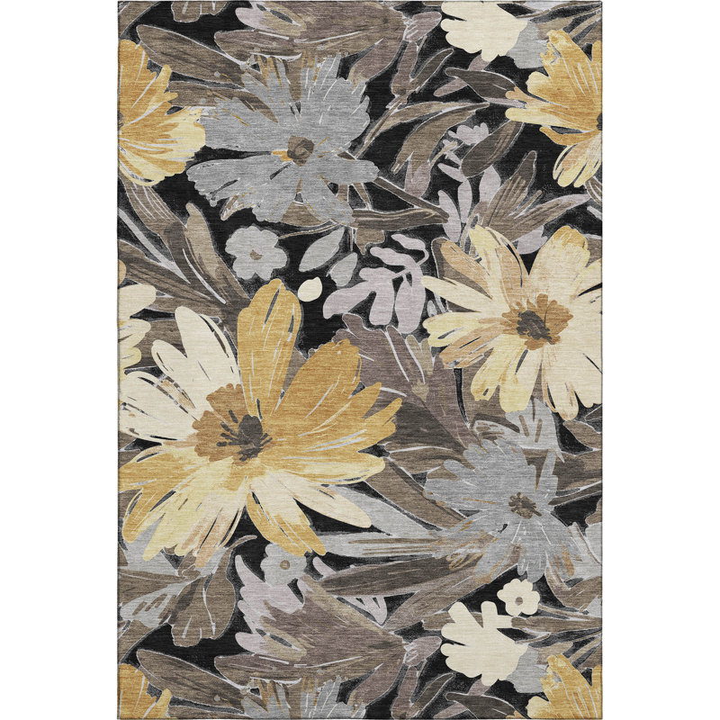 Premium Machine Washable Elize AMF1481 Floral Rug, Rectangle 9' x 12'