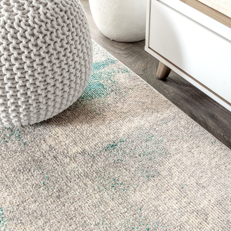 Tapis crème / bleu Lasley, Rond 7 pi 10 po