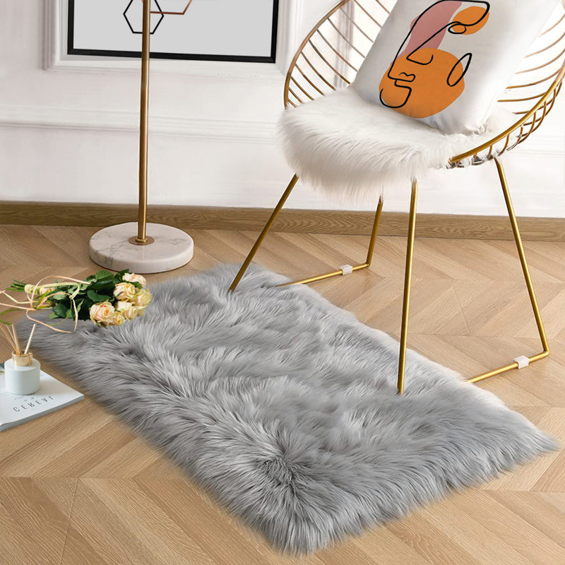 Dileo Sheepskin Abstract Indoor Rug, Rectangle 2' x 3'