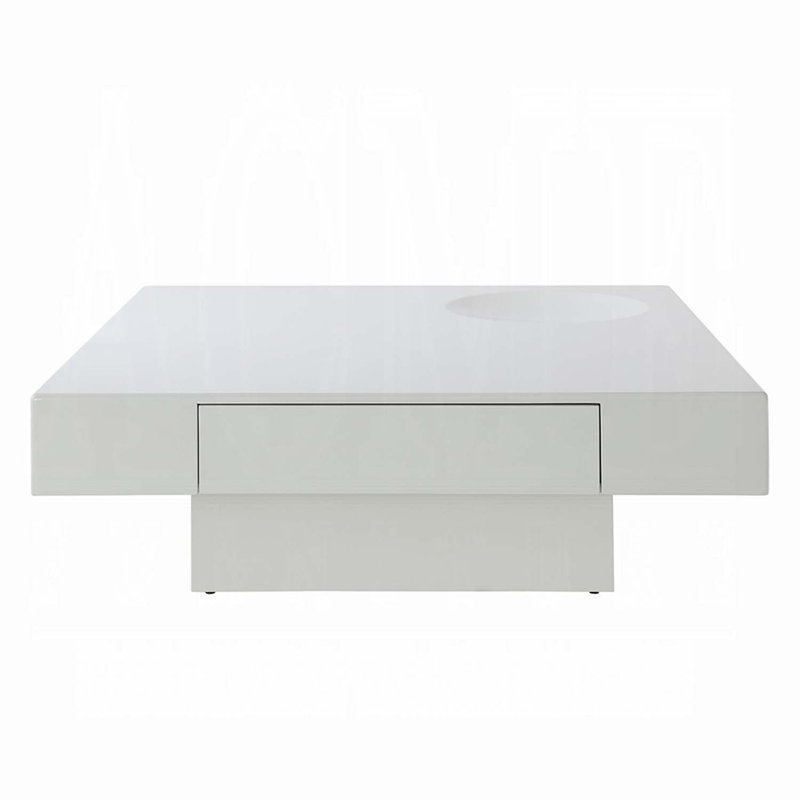 Table basse carrée blanche brillante