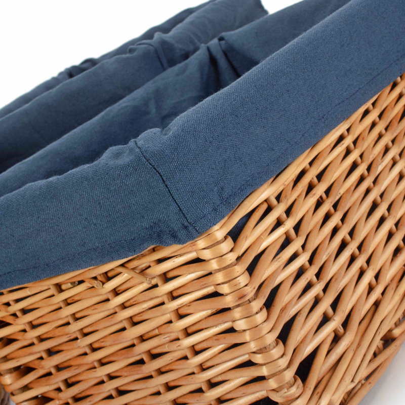 Navy Lined Open Storage Basket Medium, Brown