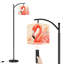 Lampe sur pied à arc avec abat-jour réglable Flamingo Vibrant doux plumes de corail rose lampe sur pied oiseau tropical 3 températures de couleur à haut gradateur avec interrupteur au pied