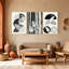 Ensemble de 3 reproductions d'art contemporain sur toile à motif abstrait de feuilles et de rayures Boho-50009204