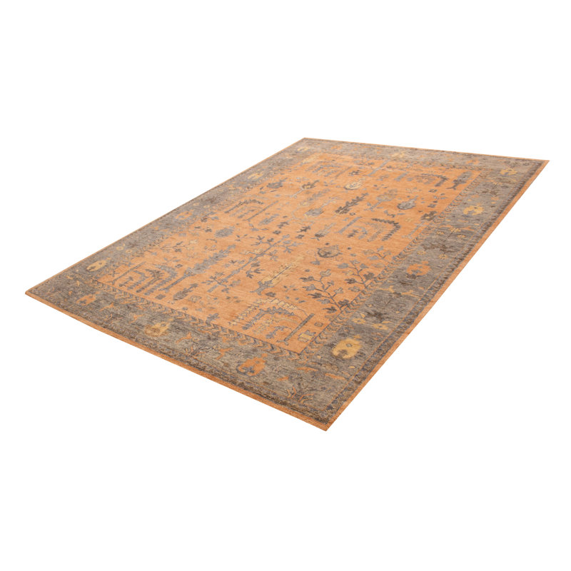 Tapis brun noué à la main unique 9 pi 8 po x 13 pi 10 po Jules Serapi