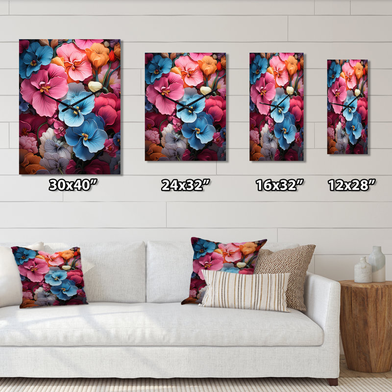 Horloge murale moderne Gustavus - Pansies, Grand