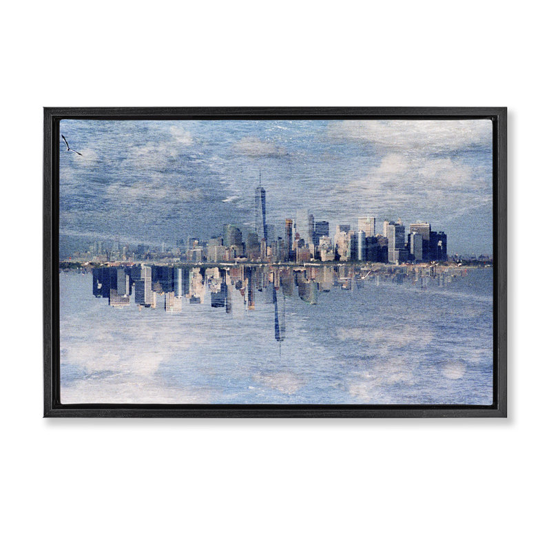 Cadre flottant City City, par Robin Vandenabeele, Cadre flottant noir de jais, H 17 po x l 25 po