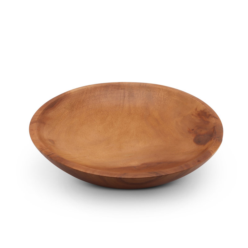 Round Acacia Wood Salad and Fruit Serving Bowl