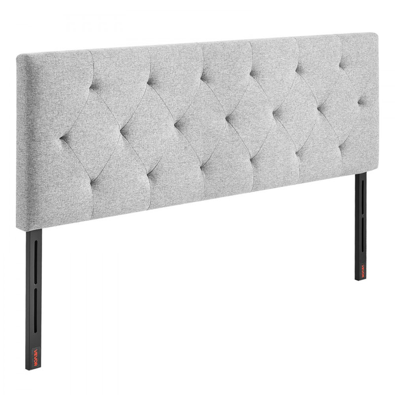 Headboard, Full Size Headboard with Adjustable Height, Comfortable Diamond Tufted for Full Size Bed, W 56.3 x H(35.6-47.4) inches, Ideal for Bedroom, Hotel, Homestay, Dormitory, Light Grey