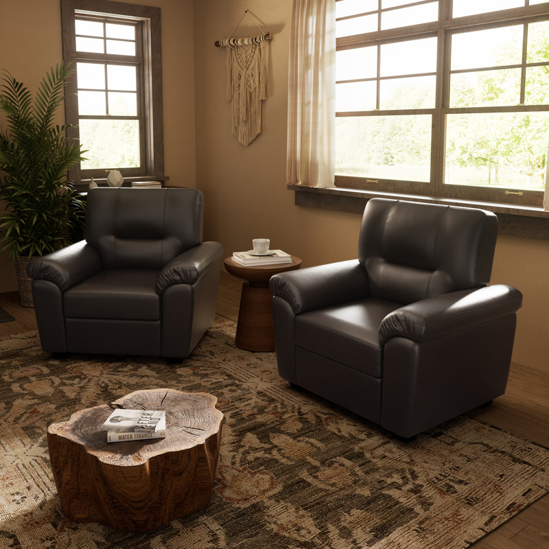 Faux Leather Accent Chair ( Set Of2 ), Chocolate