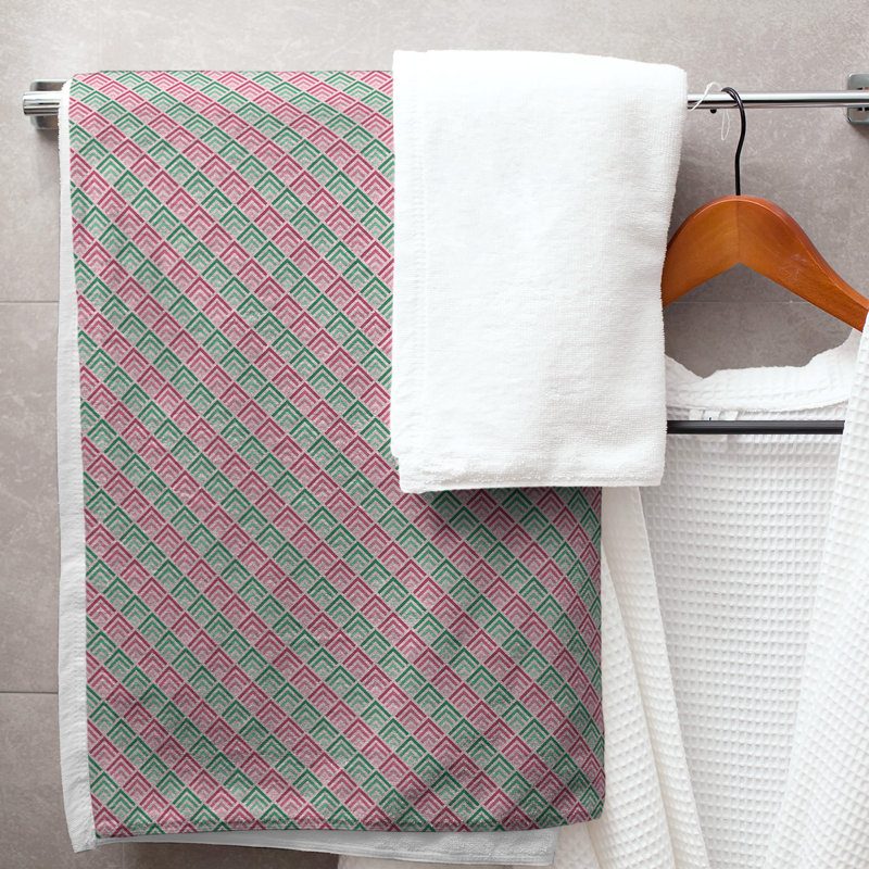 Katelyn Elizabeth Cotton Blend Bath Towel, Pink/Teal