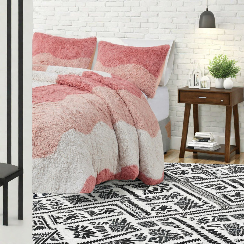 Ensembles de literie en fausse fourrure de qualité supérieure, matériau en polyester, conception ombrée moderne pour la maison