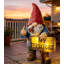 Gnome solaire avec enseigne lumineuse «My Territory», statue extérieure du doigt du milieu, cadeau bâillon pour l'anniversaire de Noël de la fête des Pères pour le mari