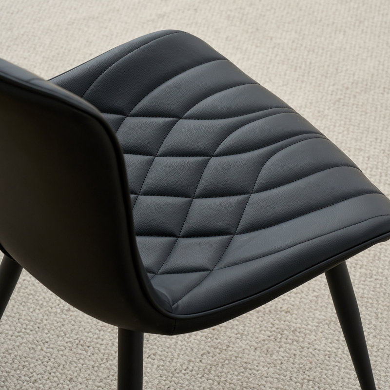 44cm H Cotton Upholstered Metal Side Chair, Black