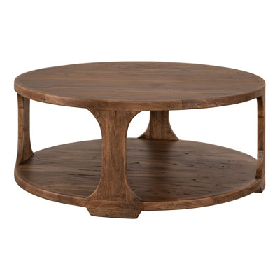 Eray Coffee Table, 1 Shelf, Almond Barrel Brown Mango Wood, 42 Inch by Benjara