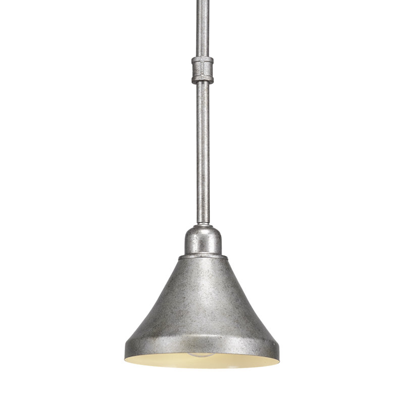 Mini-luminaire suspendu vintage Eilif avec abat-jour conique en métal, Argent vieilli, H 6 po x l 7 po x P 7 po