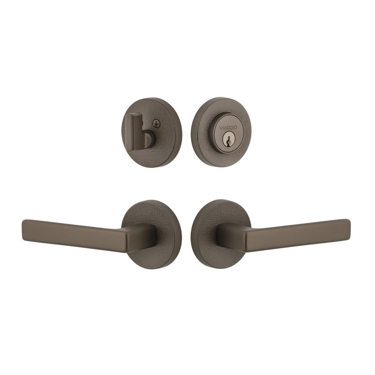 Viaggio Circolo Linen Texture Rosette Complete Entry Set with Lusso Lever