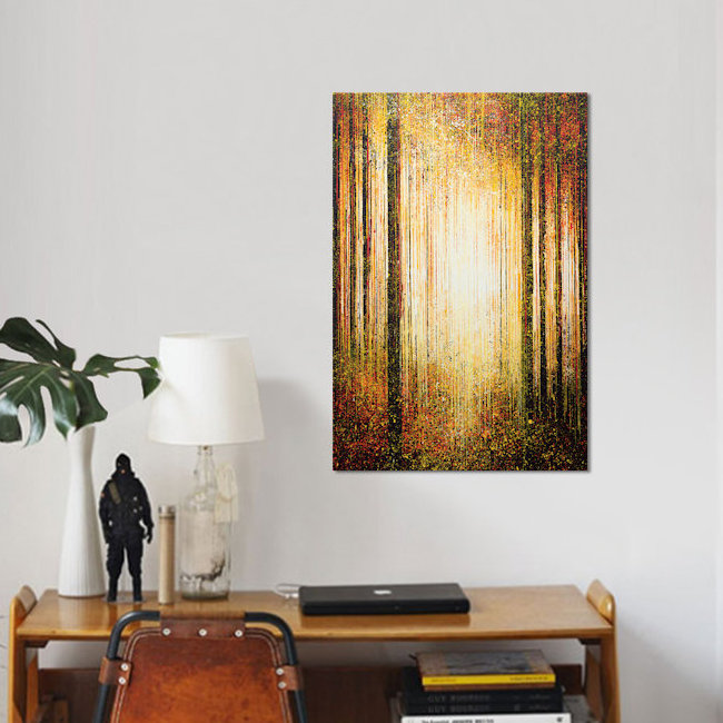 «Golden Light Through Trees», impression sur toile, H 12 po x l 8 po x P 0,75 po, Toile tendue, Pas de tapis