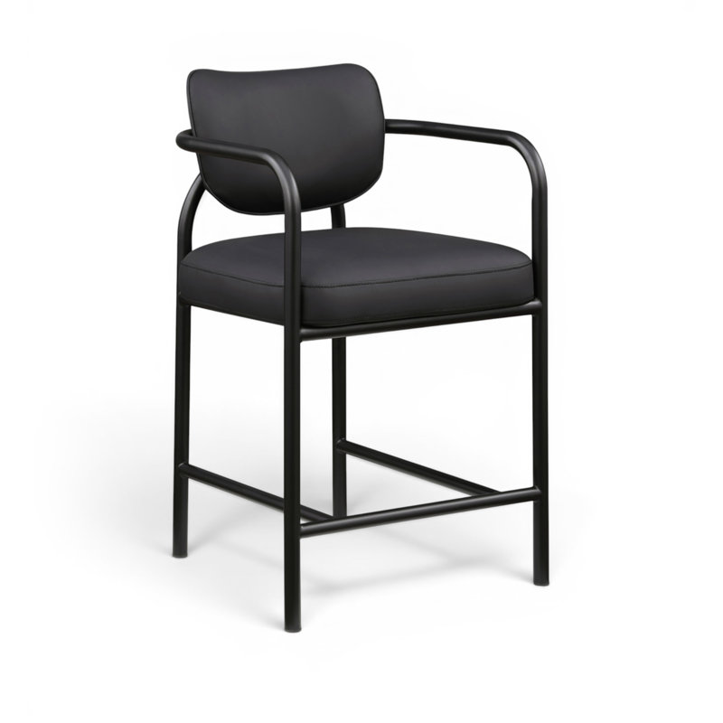 Tabouret de comptoir rembourré Serava, Black
