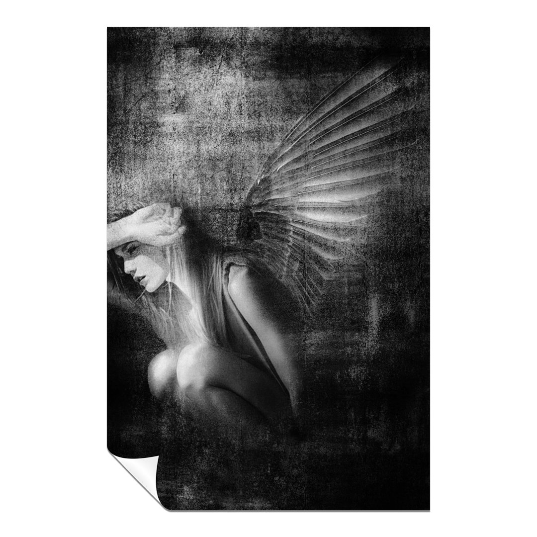 Panther Print Fine Art Prints Black & White Woman With Angel Wings Artistic Unframed Poster, Pictures For Home Walls, Bedroom, Living Room & Bathroom
