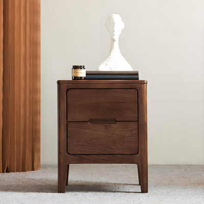 Solid Wood Nightstand Red Oak Bedside Table Storage Drawer Modern Design Home Furniture