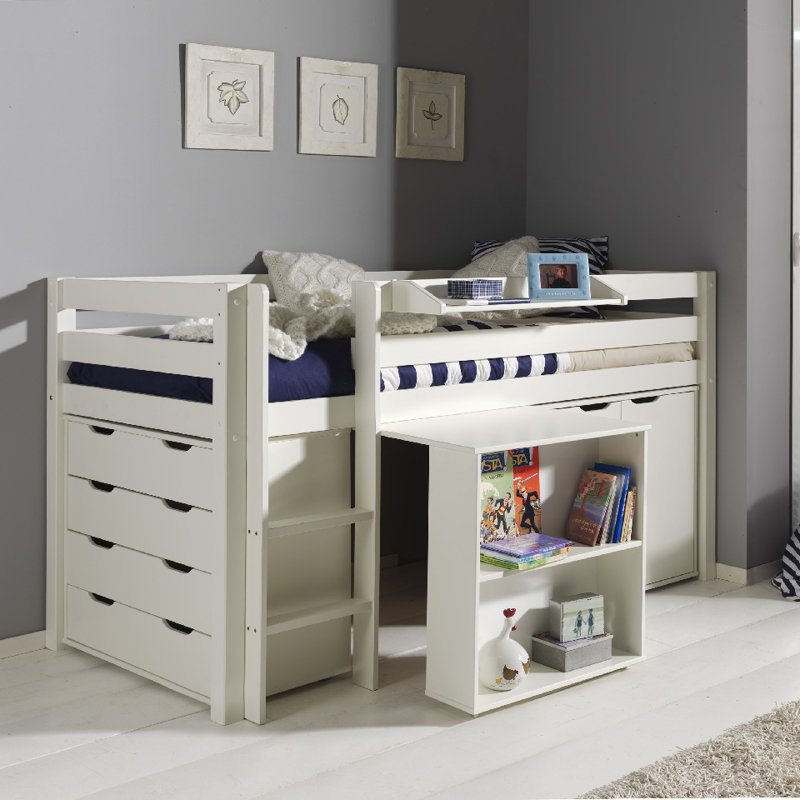 Edwards Cot Bed / Toddler (70 x 140cm) Loft Bed Bed with Bookcase by Vipack, White