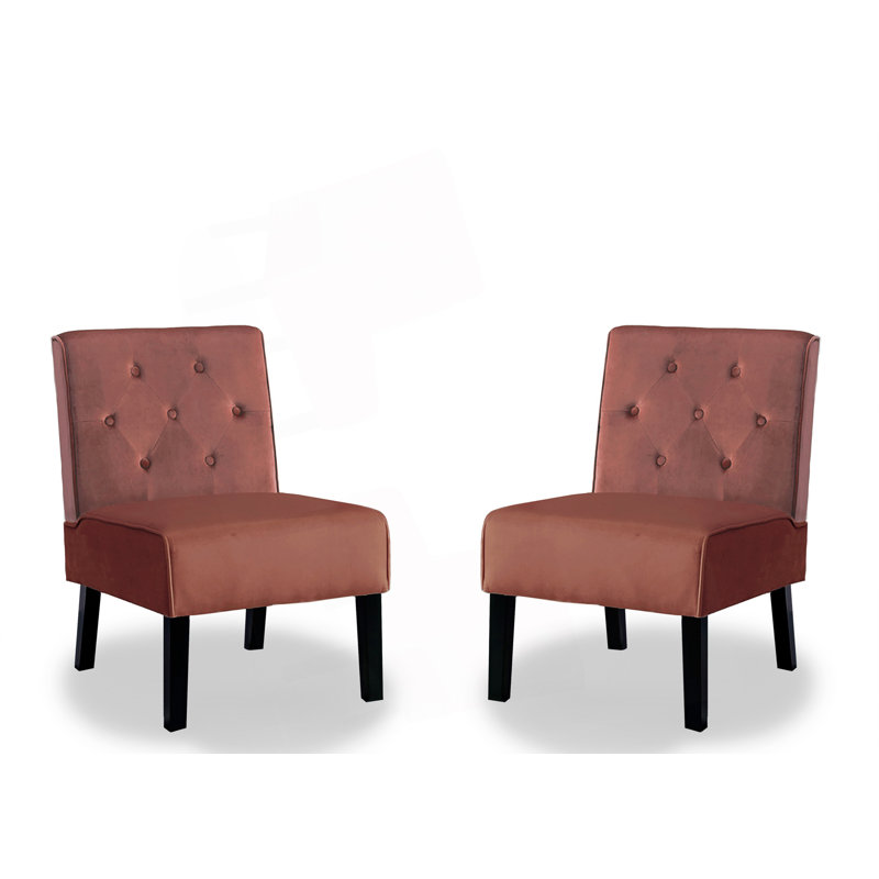 Fauteuil d'appoint 2 pièces pour salon, capitonné et capitonné, Rose