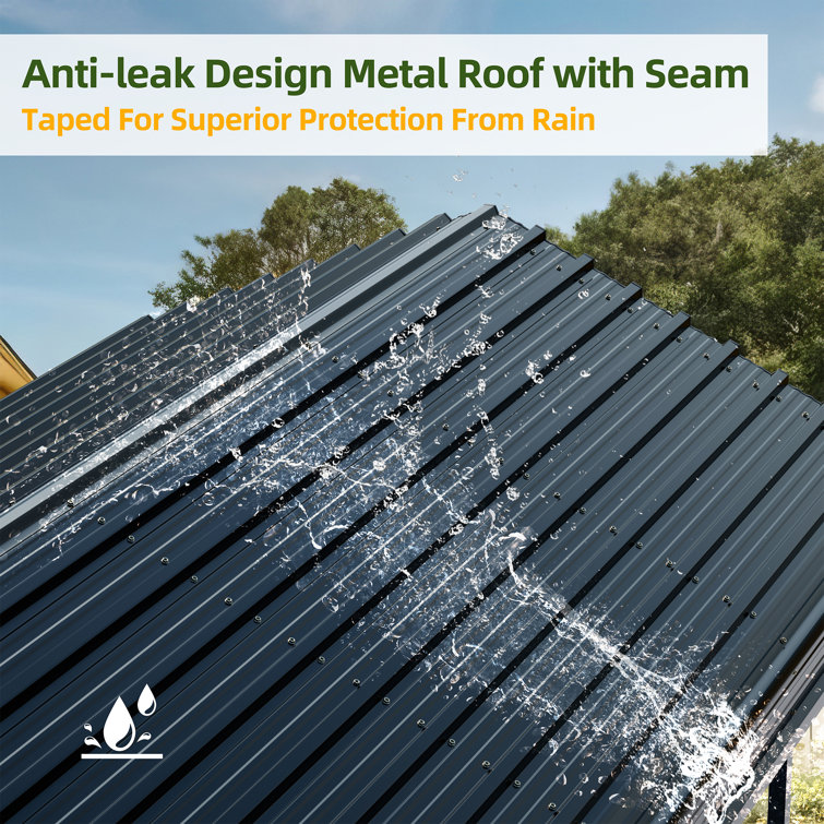 12X15 FT Heavy Duty Carport with Galvanized Steel Roof