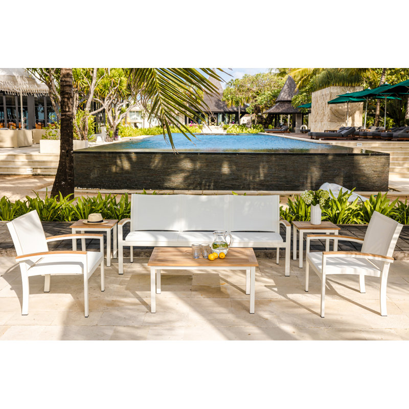 SoHo 42" Square Teak Aluminum Outdoor Coffee Table, Black
