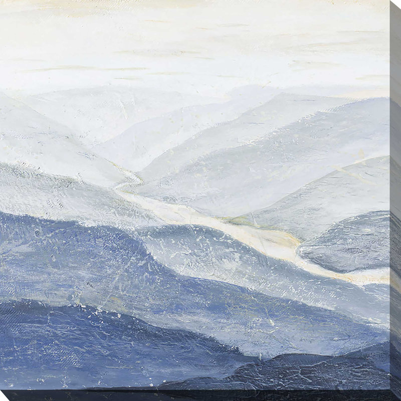 Blue Mountains I - peinture, L 18 po x H 18 po, Toile tendue