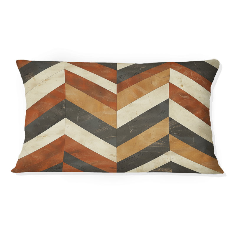 Orange Beige Chevron Pattern Dream - Modern Lumbar Pillow