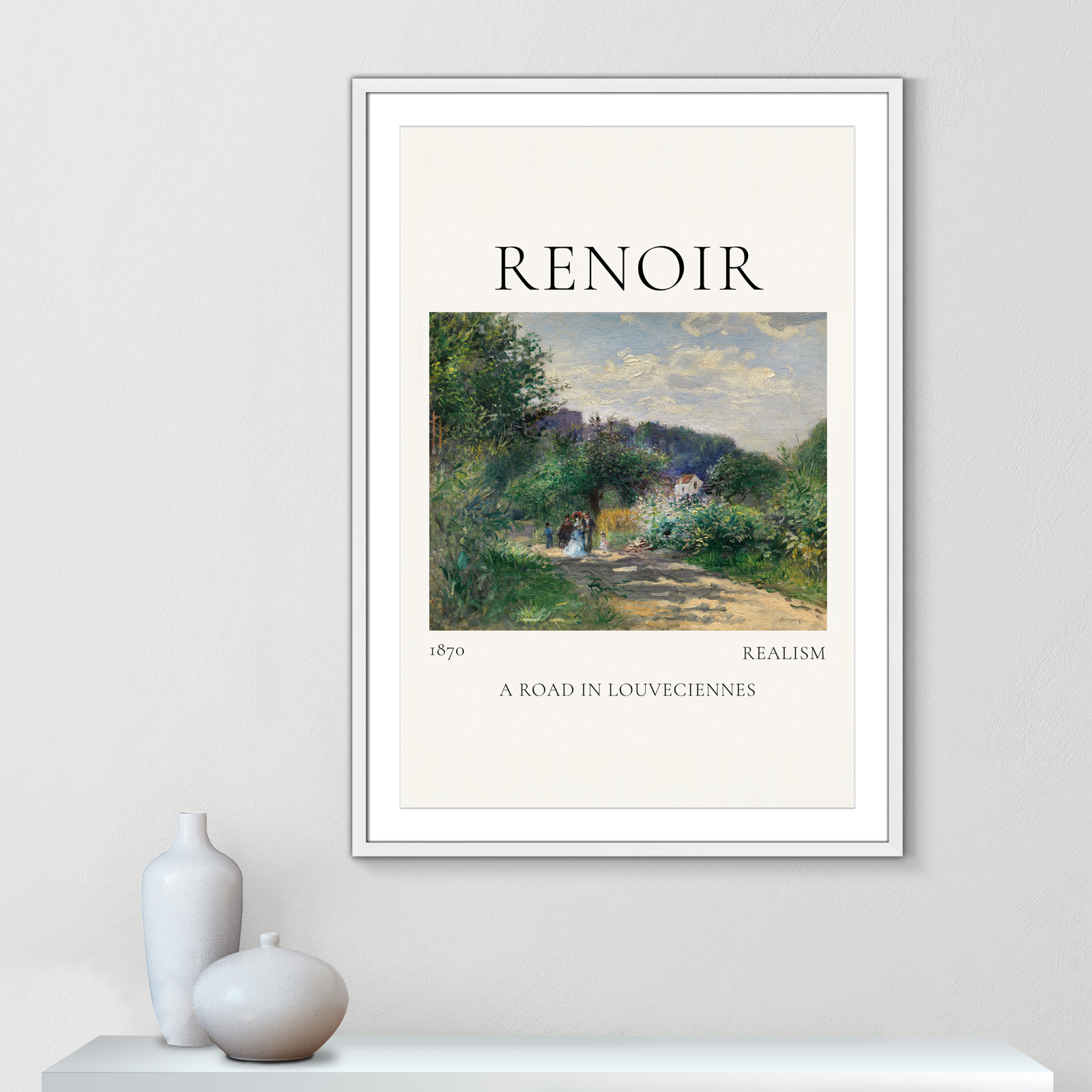 Rocchetto "A Road in Louveciennes" Print, White Single Picture Frame, Yes, 41.5" H x 29.5" W x 1.25" D