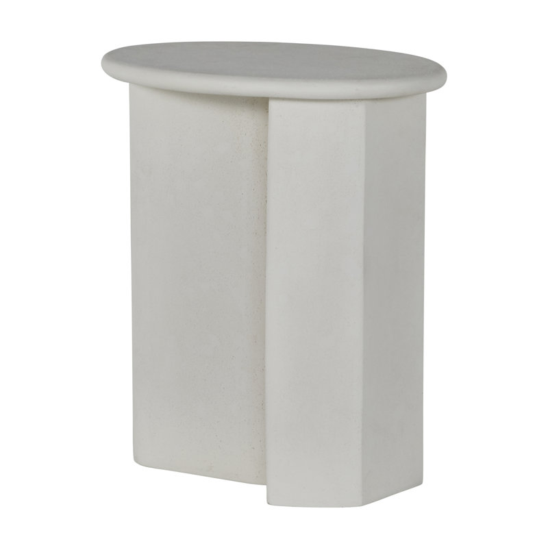 Elliptical White Cast Stone Oval Side Table
