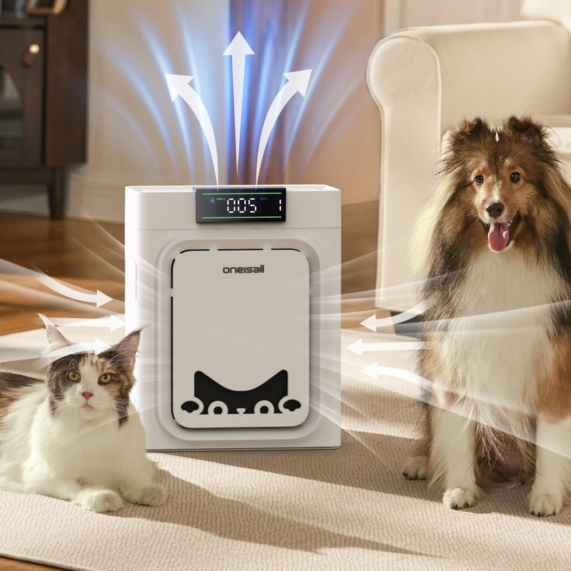 Oneisall HEPA Air Purifier For Pets Home: Washable Double Side Filter,Air Quality Auto Monitor, 2-8 Hours Sleep Timmer,4 Speed Fan For 2200Ft² Large Room  for Dander, Odors, Allergens, Pet Fluff Hairs,Pollutants, Smoke, and Dust