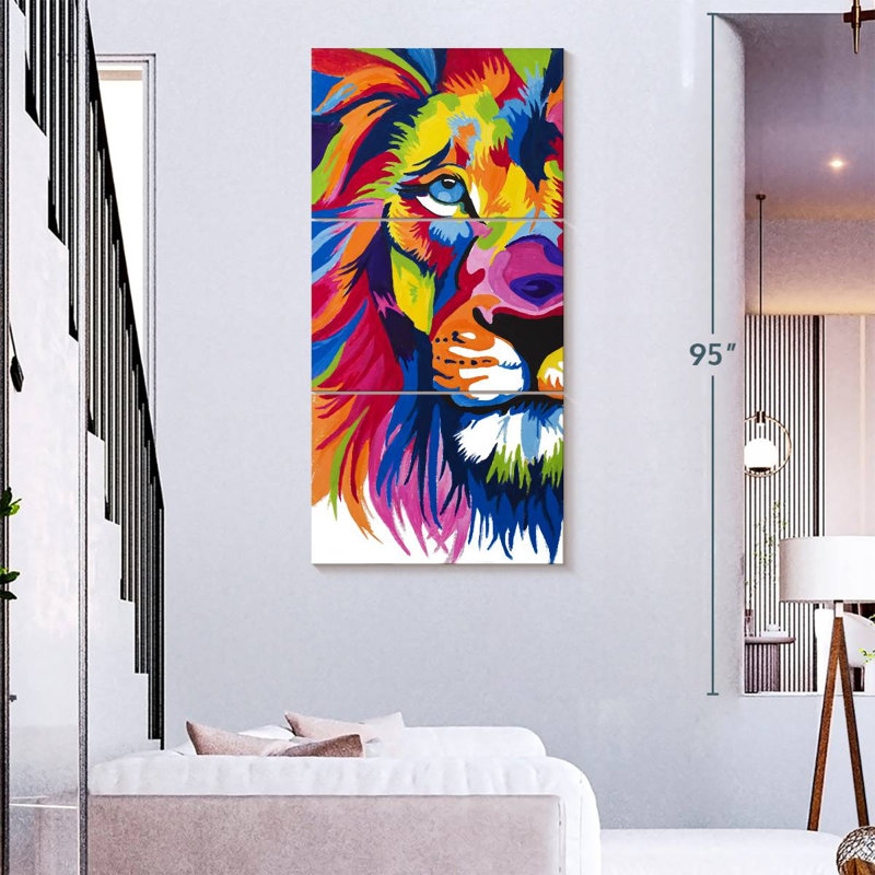 Portrait d'un demi-lion, H 75 po x l 36 po